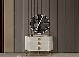 Berlin Şifonyer ve Ayna-Gold Krem